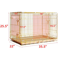 24-42" Collapsible Copper Gold Dog Crate GLD24/30/36/42