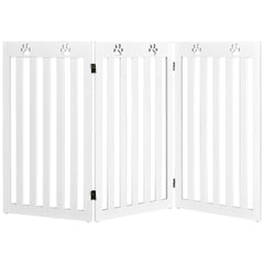 36 Inch Folding Wooden Freestanding Pet Gate Dog Gate with 360° Flexible Hinge