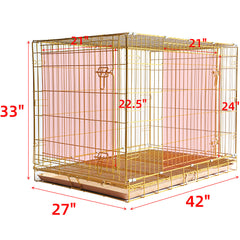 24-42" Collapsible Copper Gold Dog Crate GLD24/30/36/42