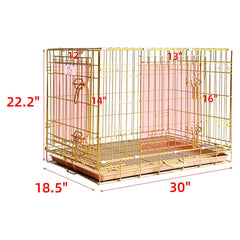 24-42" Collapsible Copper Gold Dog Crate GLD24/30/36/42