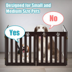 24 Inch Folding Wooden Freestanding Pet Gate Dog Gate with 360¬∞ Hinge