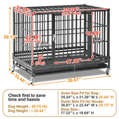 37" Stackable Heavy Duty Dog Crate 371D07