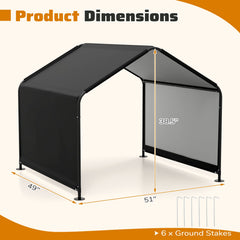 Dog Shade Shelter with Waterproof Roof for Large Medium Small Breeds-Black