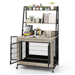 Industrial Dog Kennel Dog Crate Furniture with Storage Shelves
