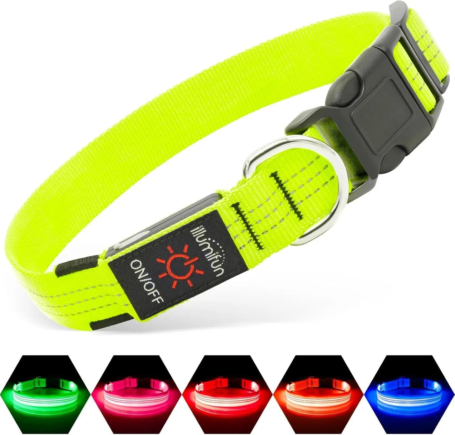 LED Dog Collar Rechargeable Light-Up Safety Collar for Night Walking (colors)