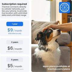 Smart Dog GPS Tracker with Virtual Fence, Vital Signs & Bark Monitoring, Waterproof Collar Attachment