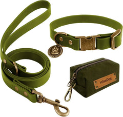 Waterproof Dog Collar & 4FT Leash Set Adjustable XS–XL with Poop Bag