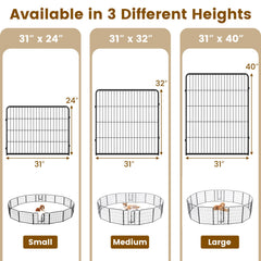 16 Panel 24/32/40 Inches Height Dog Playpen with Lock and Large Door