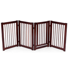 30 Inch Tall 4-Panel Freestanding Pet Gate Wooden Dog Fence